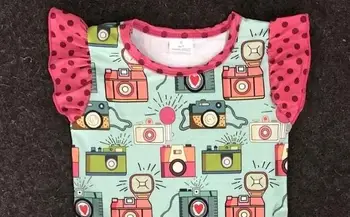 Naujas atvykimo fotoaparato komplektus kūdikių mergaičių mielas animacinių filmų marškinėliai+raudona medvilnė šortai 2 vnt. rinkinys vaikams boutique vaikų drabužių gxj