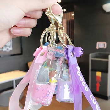 Naujas Dreni Plūduriuojantis Cute Girl Akrilo Keychains Kūrybos Norintys Butelis Key Chain Bag Automobilių Pakabukas Raktų Grandinės Dovanos Moterims