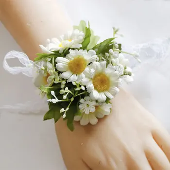Nuotakos corsage groomsman vestuvių riešo ranka gėlių šalis dekoro balta daisy apyrankės aksesuarai, vestuvių dekoravimas