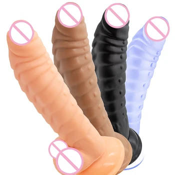 Oda atrodo Didžiulis Tikrovišką Vibratorių su Siurbimo Taurės Moterų Masturbacija Didelis Varpą Minkštas Dick Didelį Falą Sekso Žaislai