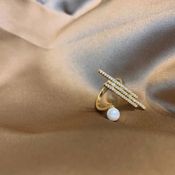 Paprasta Derliaus Auksą, Padengtą Aikštėje Shell Geometrinis Atidaryti Žiedai Moterims Mergina Rodomojo Piršto Žiedą Temperamentas Perlų Žiedas Priedai