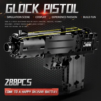 PELĖSIŲ KARALIUS 14008 Block Gun Žaislų, Kad Glock Automatinis Pistoletas Modelio Kūrimo Bloką Asamblėjos aukštųjų Technologijų Plytų Vaikams Kalėdų Dovana