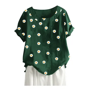 Plus Size 5xl Grafinis T-shirt Drabužiai Moterims Vasaros Atsitiktinis Apvalios Kaklo trumpomis Rankovėmis Gėlių Spausdinti Laisvi Marškinėliai Topai Camiseta