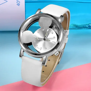 Prabanga Mickey Moterų Laikrodžiai Prekės ženklo Mados Lady Nerūdijančio Plieno Tuščiaviduriai Kvarco Moterų 's Laikrodis Relogio Feminino Reloj Mujer