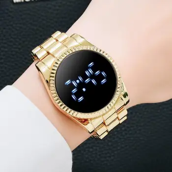 Prabanga Skaitmeninio Verslo Laikrodžiai Moterims Ponios Suknelė Mados Aukso LED Dial Apyranke Kvarciniai Rankiniai Laikrodžiai Moterų Reloj Mujer