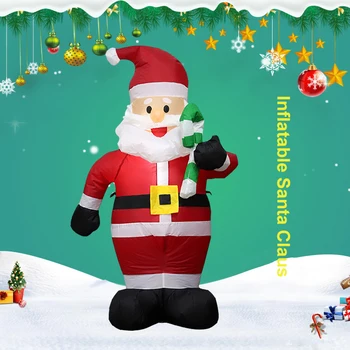 Pripučiamų Kalėdų Lauko Apšviesta, Kieme Dekoro Santa Claus Su Candy Cane 1,2 m Aukščio HG99