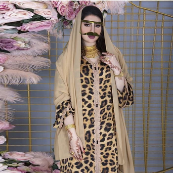 Ramadanas Eid Mubarakas Suknelės Abayas Moterų Abaja Dubajus Turkijos Islamo Leopard 