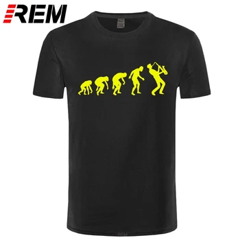 Saksofonas Marškinėliai Saksofonas Evoliucijos Žmogaus T-Shirt Grafikos Atsitiktinis Marškinėliai Medvilnės Įdomus Vyras Trumpas Rankovėmis Marškinėlius