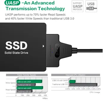 SATA Adapteris Kabelio Standusis diskas USB Tipo c Konverteris, Laidas USB 3.0 Kompiuterio Jungtys, Kabeliai Parama 2.5 Colių HDD/SSD