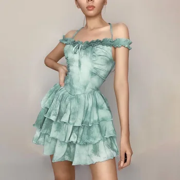 Suknelės Vasaros 2021 Ponios Domino Pynimas Seksuali Suknelė Apynasrio Spausdinimo Mini Suknelė Be Rankovių Raukšlės Suknelės Moterims Atsitiktinis