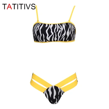 TATITIVS Zebra Juostele Bikini Moterų maudymosi Kostiumėliai, Samtelis Kaklo maudymosi kostiumėlį, 2021 M. Vasarą Kratinys Brazilijos Paplūdimio Maudymosi Kostiumą Monokini