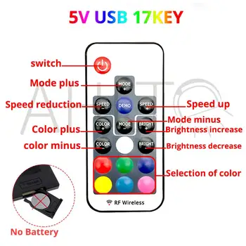 USB Led Juostelės Žibintai Volt RGB USB IR Nuotolinio valdymo pultelis DC 5V LED Šviesos Juostelės 17 Mygtuką Nuotolinio Belaidžio už Sienos Lempos Rgb Valdiklis