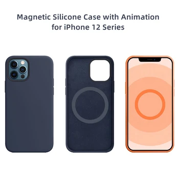 Už Magsaf* Originalus Magnetinis Skystis Silikono Atveju iPhone, 12 Pro Max Su Animacija, Pilnas draudimas 