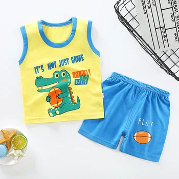 Vasaros Medvilnės Baby Rinkiniai, Laisvalaikio rankovių Berniukas T-marškinėliai + Šortai Rinkiniai Vaikiška Apranga Berniuko Drabužių rinkinys