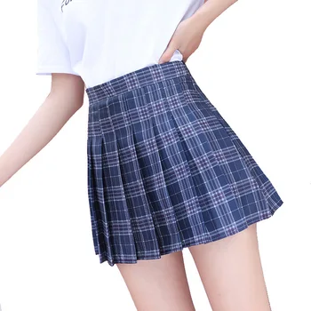 Vasarą Moterys Klostuotas Sijonas Jupe Femme Kawaii Korėjos Aukšto Juosmens Mini Pledas Sijonas Faldas Ponios, Mergaitės Mokyklinę Uniformą, Sijonai, Šortai