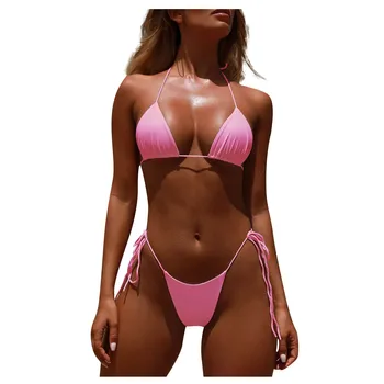 Vasarą Moterys Seksualus Tvarstis Brazilijos Bikini Top Thong inkarinius Paplūdimys, Push-up maudymosi Kostiumėliai, Ponios Nėriniai Iki Paplūdimio maudymosi kostiumėlį