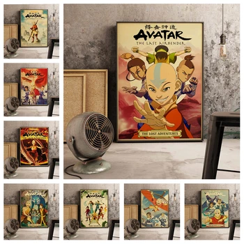 Veiksmo Anime TV ir Avatar The Last Airbender Kokybės Drobė Plakatas Retro Dažymo Baras, Vaikų Kambarys Gyvenimo Sienos Menas Namų Dekoro Nuotrauką