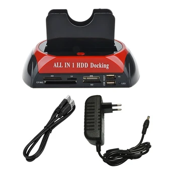 Visi 1 Hdd Docking Station USB 2.0 Kietąjį Diską, Kortelių Skaitytuvą Hub 2.5 3.5 SATA IDE Doko Adapteris ES/JAV/AU/UK Kištukas