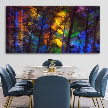 WANGART Didelio Dydžio spalvinga miško medžių Drobės plakatus Spausdina Kambarį Dekoratyvinis Nuotrauką Modernių Namų
