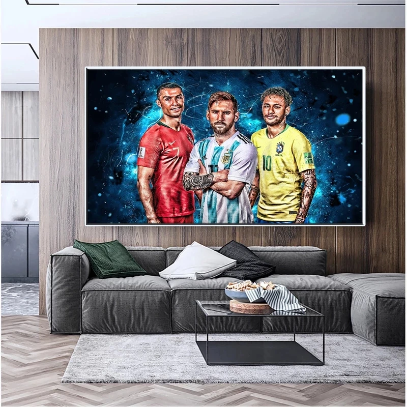 Modernios Futbolo Žvaigždė Ronaldo Messi Neymar Plakato Spauda, Drobė, Tapyba Futbolo Sporto Sienos Meno Tapybos Kambarį Apdaila 2