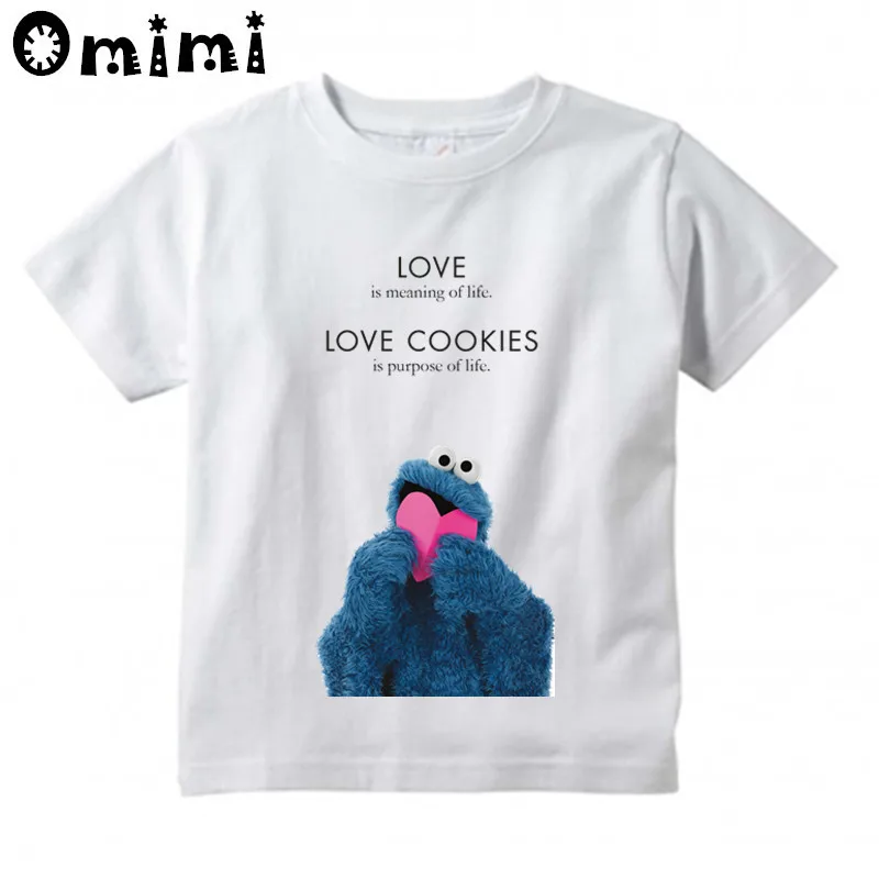 Vaikams, Cartoon Sesame Street COOKIE MONSTER Dizaino Marškinėliai Berniukams/Mergaitėms Kawaii trumpomis Rankovėmis Viršūnes Vaikų Juokingi Marškinėliai,ooo3068 1
