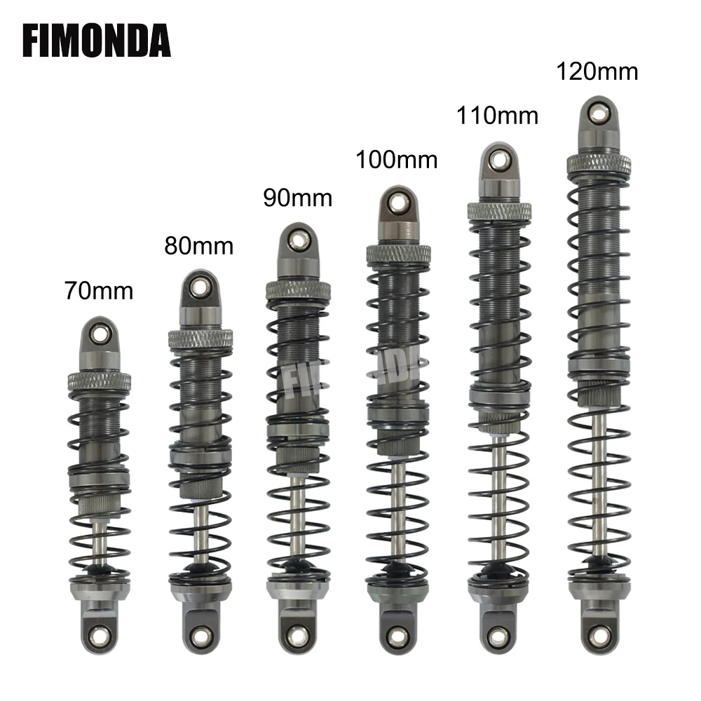 FIMONDA 4PCS 1/10 RC Vikšriniai Metalo Sukrėtimų Pilka 70mm 80mm 90mm 100mm 110mm 120mm už SCX10 Wraith RR10 TRX4 TRX6 ABSiMA Sherpa 4