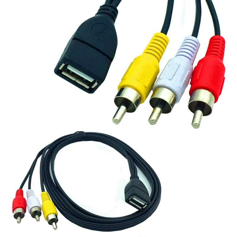 5 pėdų/1.5 m USB Female į 3 RCA Male Garso Keitiklis, Vaizdo garso / vaizdo (A/V Kabelis, vaizdo Kameros Adapteris, USB, RCA Kabelis, AV-Port TV Box 1