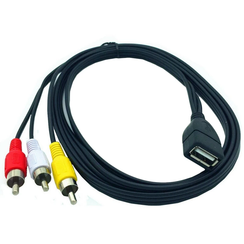 5 pėdų/1.5 m USB Female į 3 RCA Male Garso Keitiklis, Vaizdo garso / vaizdo (A/V Kabelis, vaizdo Kameros Adapteris, USB, RCA Kabelis, AV-Port TV Box 3