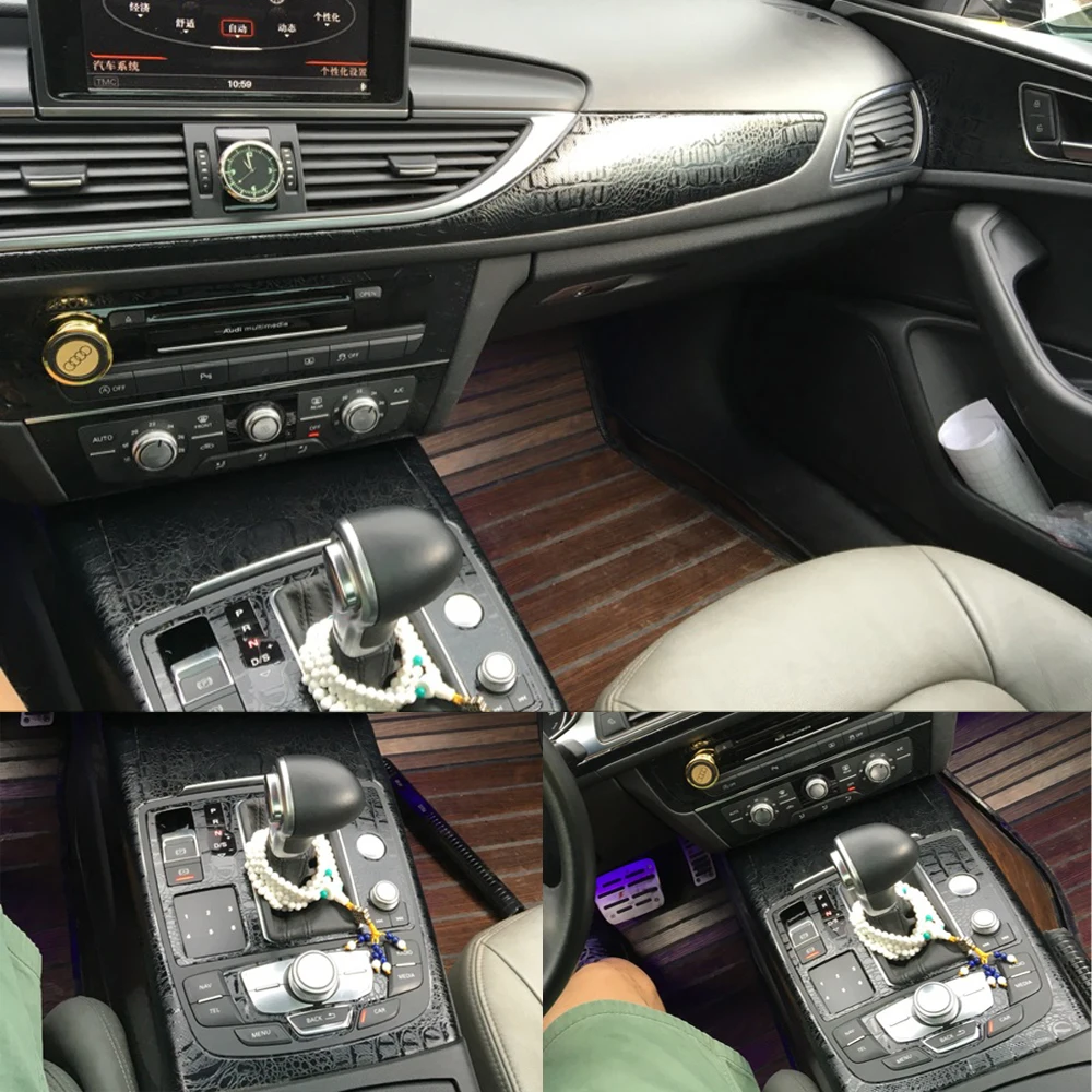 Audi A6 C7 2012-2018 Interjero Centrinis Valdymo Pultas Durų Rankena (3D/5D Anglies Pluošto Lipdukai Lipdukai Automobilio stilius Accessories 3