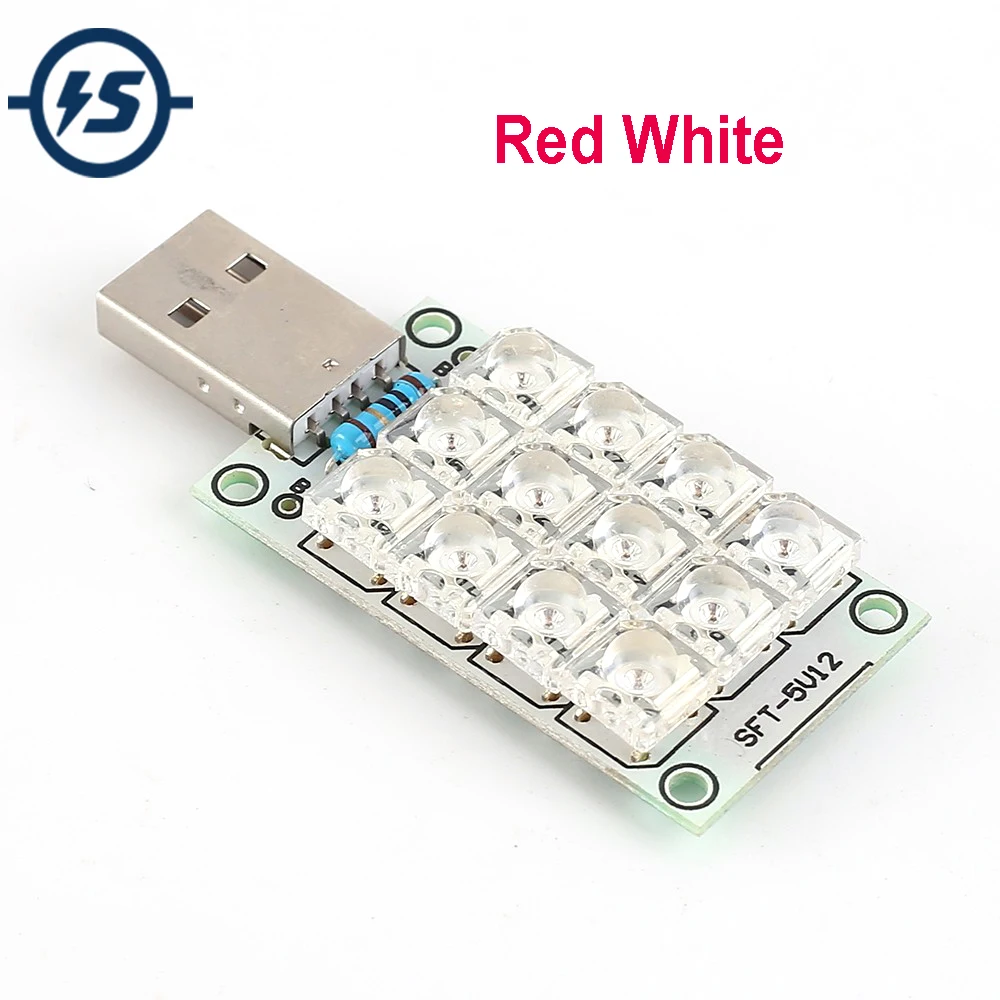 DC 5V USB Lempos 12-LED Super Bright White / Red Piranha LED Valdybos, Energijos taupymo Naktį turgaus Prekystalio Apšvietimo Mobiliojo Powe Lempos 1