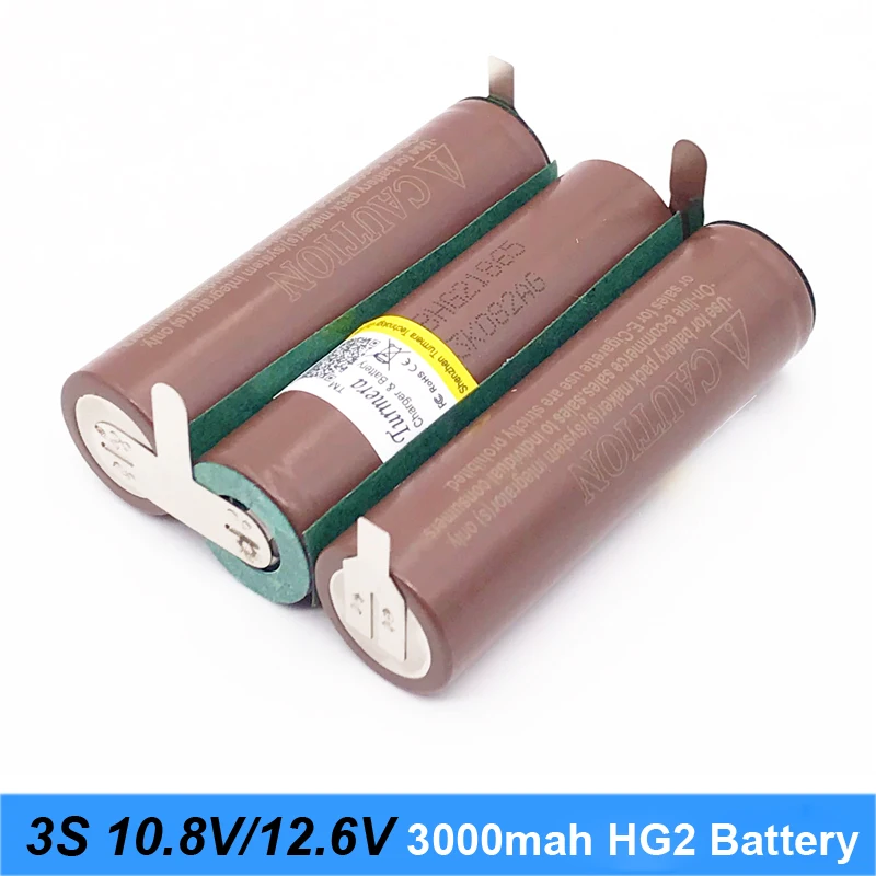 3S 4S 5S 6S Baterijos 18650 HG2 3000mAh 20Amps 12.6 V 25.2 V Atsuktuvas Baterija Suvirinimo Litavimo Juostos Baterija (Tinkinti) 2