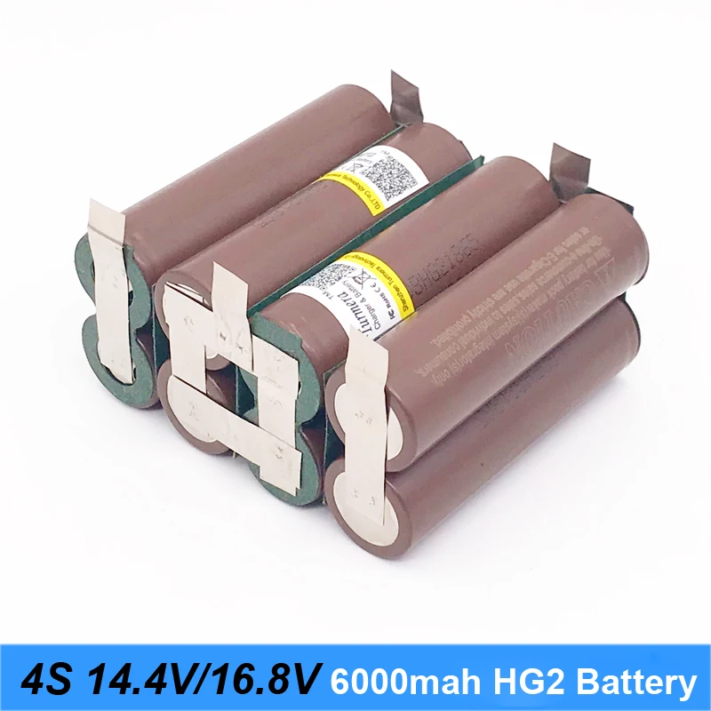 3S 4S 5S 6S Baterijos 18650 HG2 3000mAh 20Amps 12.6 V 25.2 V Atsuktuvas Baterija Suvirinimo Litavimo Juostos Baterija (Tinkinti) 4