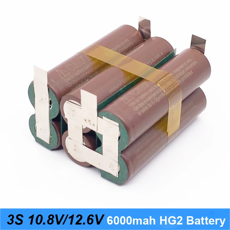 3S 4S 5S 6S Baterijos 18650 HG2 3000mAh 20Amps 12.6 V 25.2 V Atsuktuvas Baterija Suvirinimo Litavimo Juostos Baterija (Tinkinti) 5