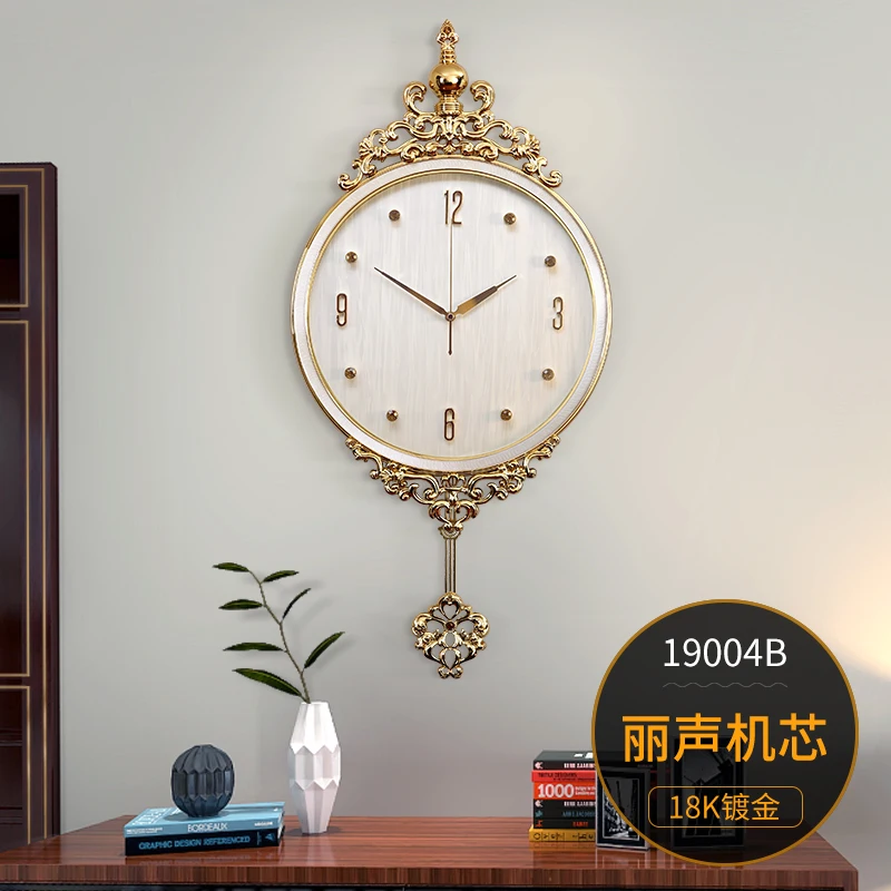 Modernus Sieninis Laikrodis Prabanga Švytuoklės Aukso Kūrybos Stilingas Sieniniai Laikrodžiai, Šviesos, Prabanga ir Vėjo Relogio Parede Namų Puošybai AA60ZB 2