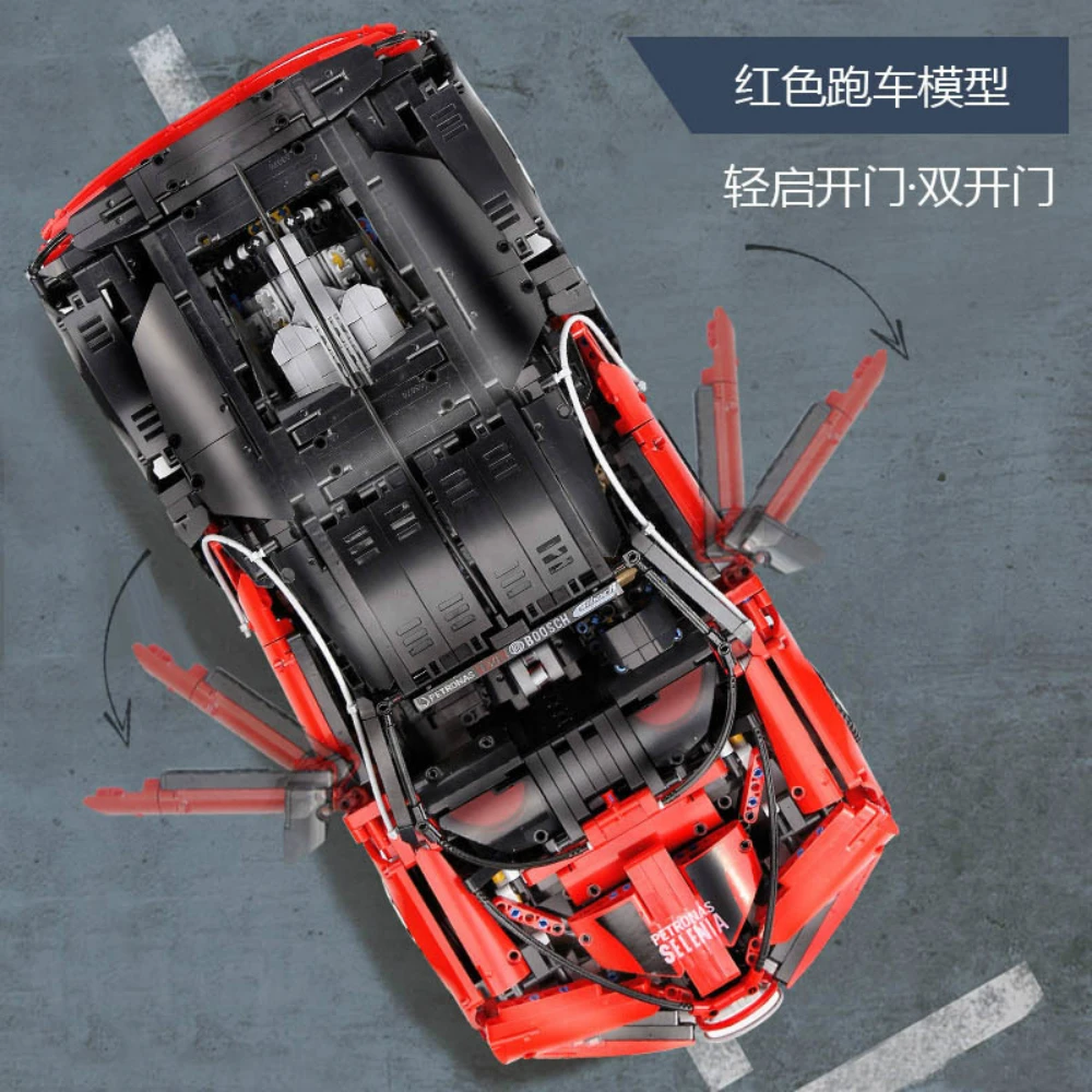 Ekspertų Kūrėjas High-tech Serijos Miestas Lin 008 Bugattied RSR Super lenktyninis Automobilis, VISUREIGIS Pastato Blokus, Plytas Ss Modelis Modulinės Žaislas 3