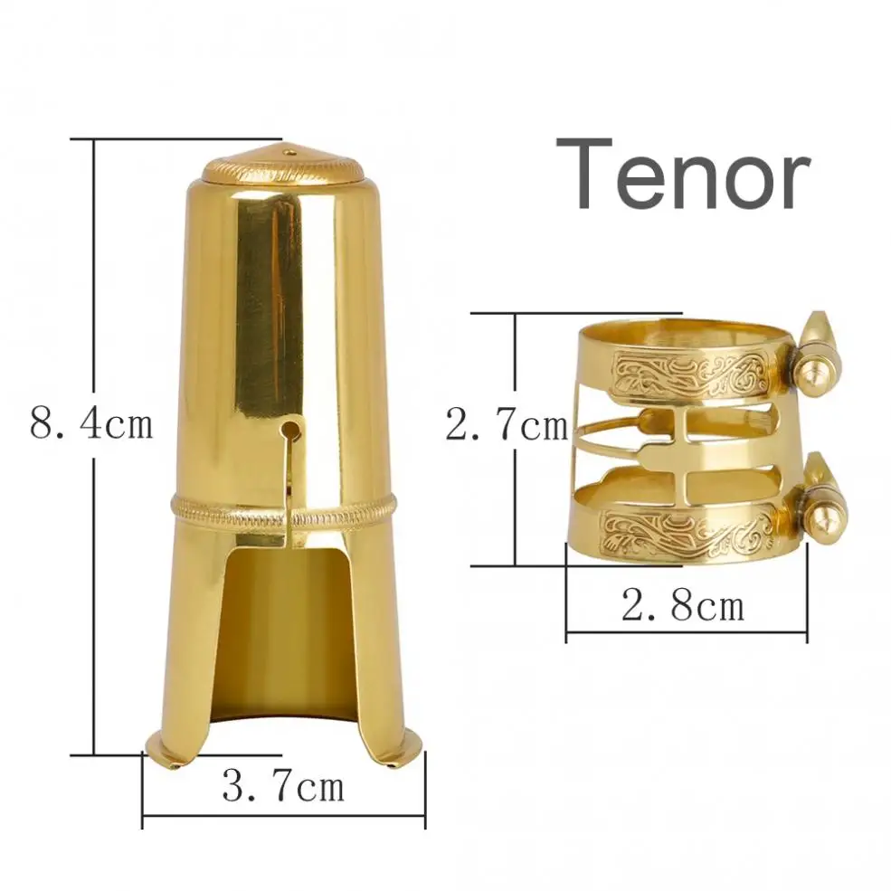 Alto Tenoras Saksofonas Kandiklio Dangtelį & Tekinto Metalo Ligatura Žalvario, Aukso Spalvos Apsauginės Kepurės Pakeitimo 2