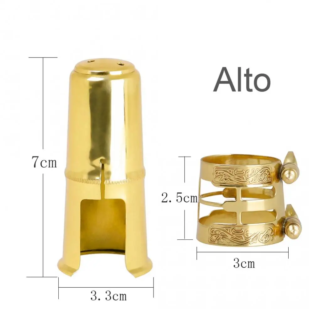 Alto Tenoras Saksofonas Kandiklio Dangtelį & Tekinto Metalo Ligatura Žalvario, Aukso Spalvos Apsauginės Kepurės Pakeitimo 3