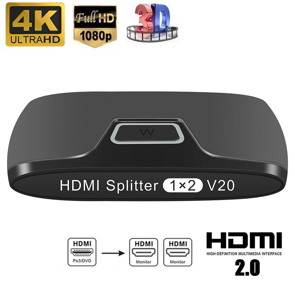Wiistar HDMI Splitter 1-2 Iš 4K60Hz 1080P kaip hdmi2.0 Splitter 1x2 Konverteris Adapteris PS4 TV Box HDTV DVD 5