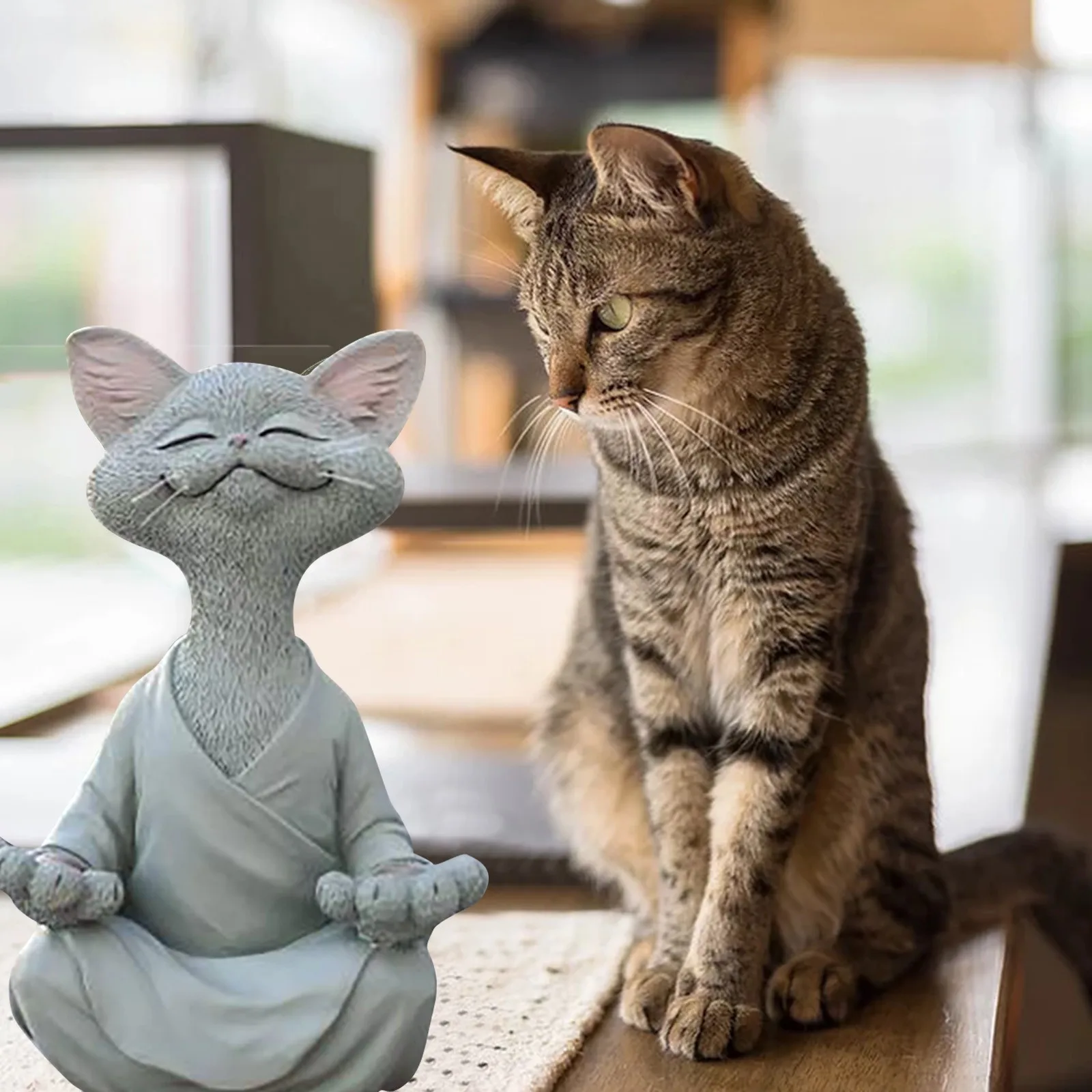 Namų Dekoro Įnoringas Juoda Buda Katės Statulėlės, Meditacija, Joga Kolekcines, Happy Cat Dekoro Pav Žaislai Gyvūnų Modelio Paveikslas Žaislai 0