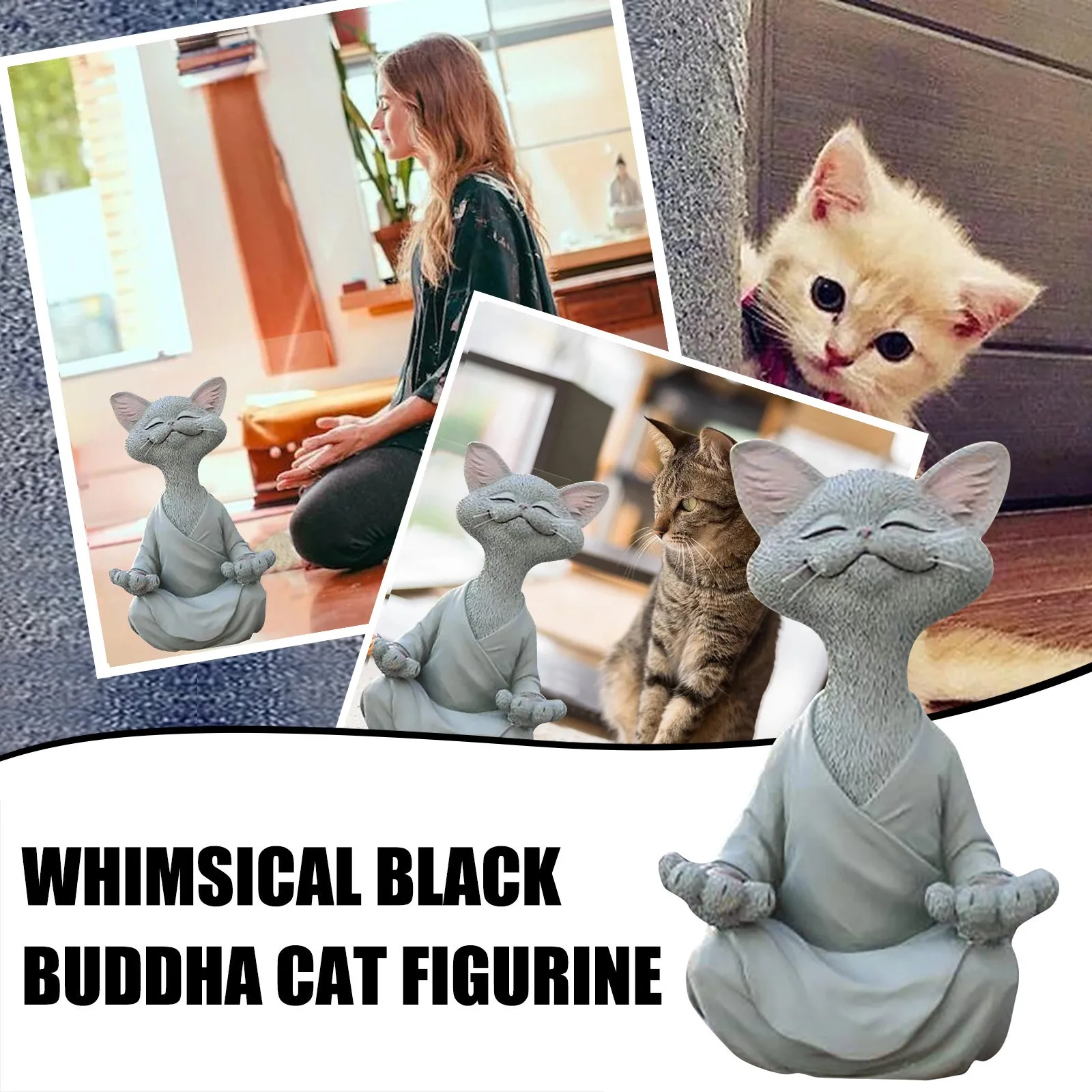 Namų Dekoro Įnoringas Juoda Buda Katės Statulėlės, Meditacija, Joga Kolekcines, Happy Cat Dekoro Pav Žaislai Gyvūnų Modelio Paveikslas Žaislai 1