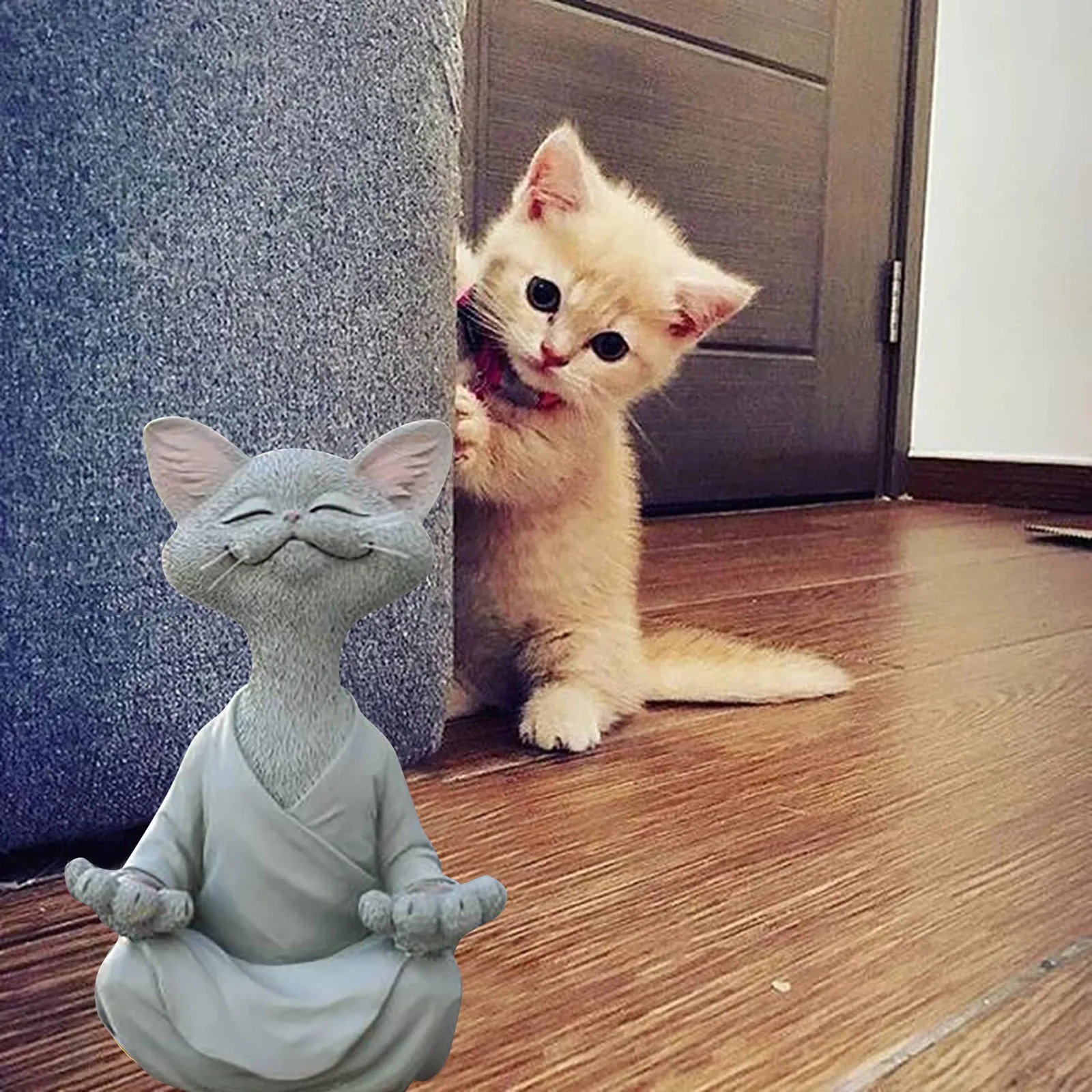 Namų Dekoro Įnoringas Juoda Buda Katės Statulėlės, Meditacija, Joga Kolekcines, Happy Cat Dekoro Pav Žaislai Gyvūnų Modelio Paveikslas Žaislai 3
