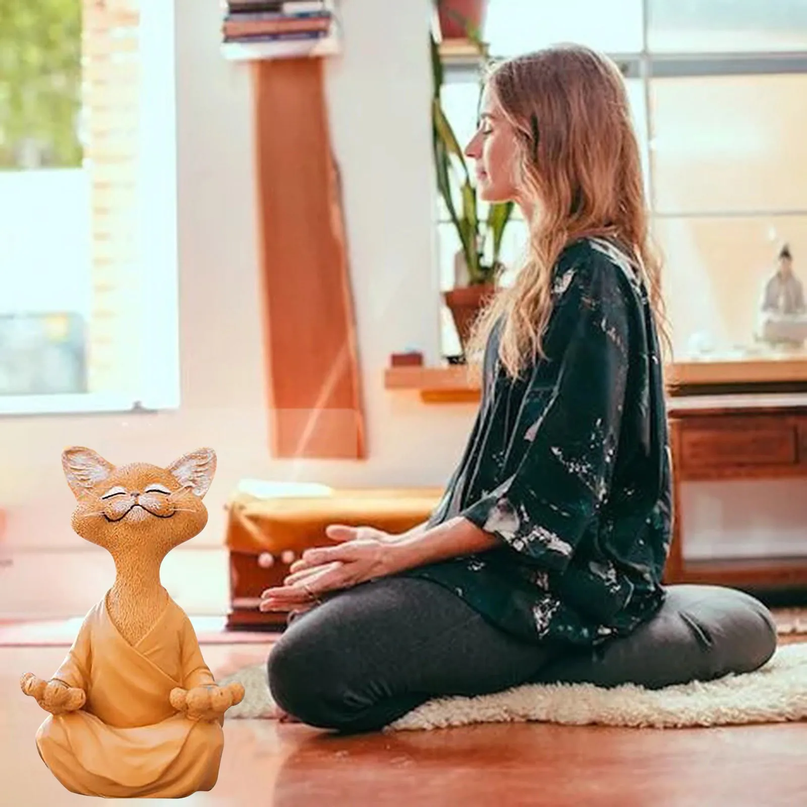 Namų Dekoro Įnoringas Juoda Buda Katės Statulėlės, Meditacija, Joga Kolekcines, Happy Cat Dekoro Pav Žaislai Gyvūnų Modelio Paveikslas Žaislai 5