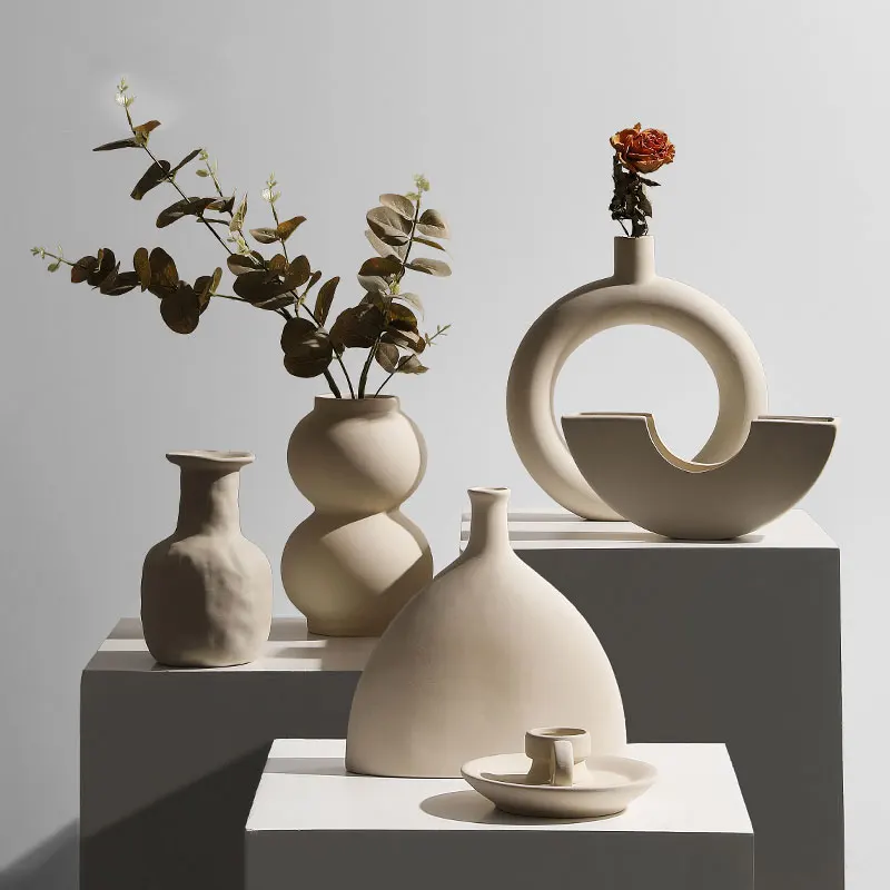 Šiaurės Stiliaus Šviesos Prabanga Mažas Keramikos Vazos Gėlių Išdėstymas Darbalaukyje Dovanų Dekoravimas Ornamentais Namų Dekoro Priedai 0