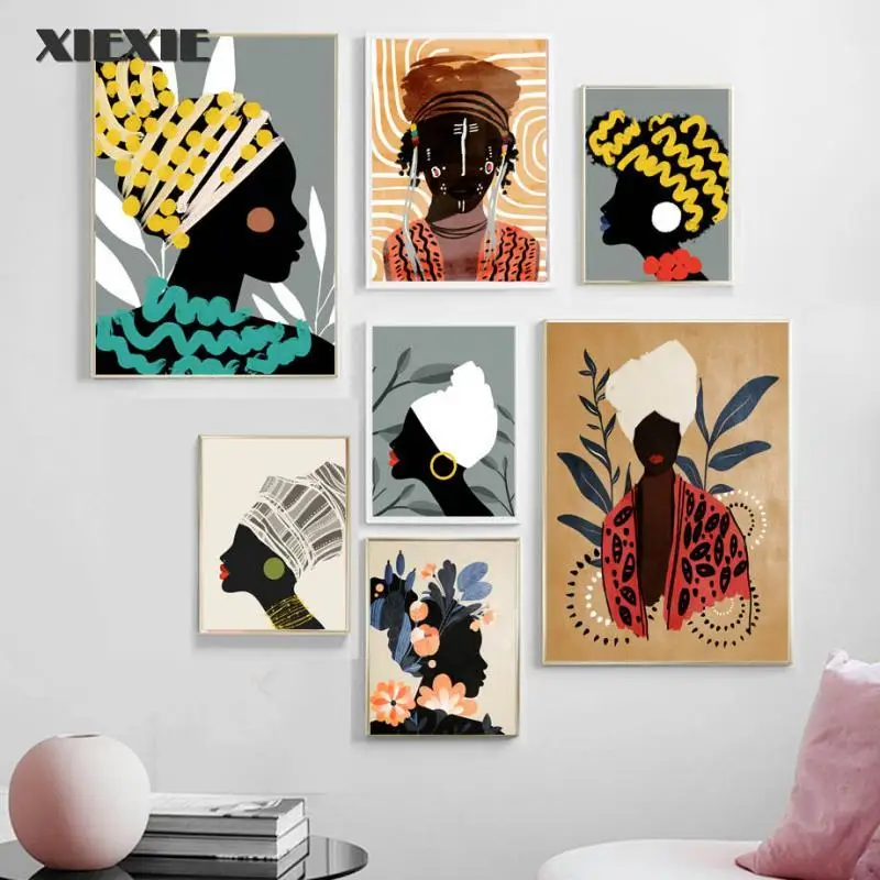 Juoda Mergytė Drobės Tapybos Afrikos Stiliaus Plakatų ir grafikos Šiaurės Abstraktus Mergina Sienos Menas Nuotraukas Salonas Klubo Namų Dekoro 2