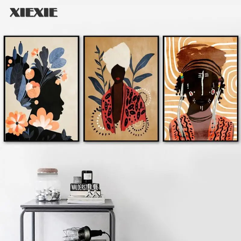 Juoda Mergytė Drobės Tapybos Afrikos Stiliaus Plakatų ir grafikos Šiaurės Abstraktus Mergina Sienos Menas Nuotraukas Salonas Klubo Namų Dekoro 3