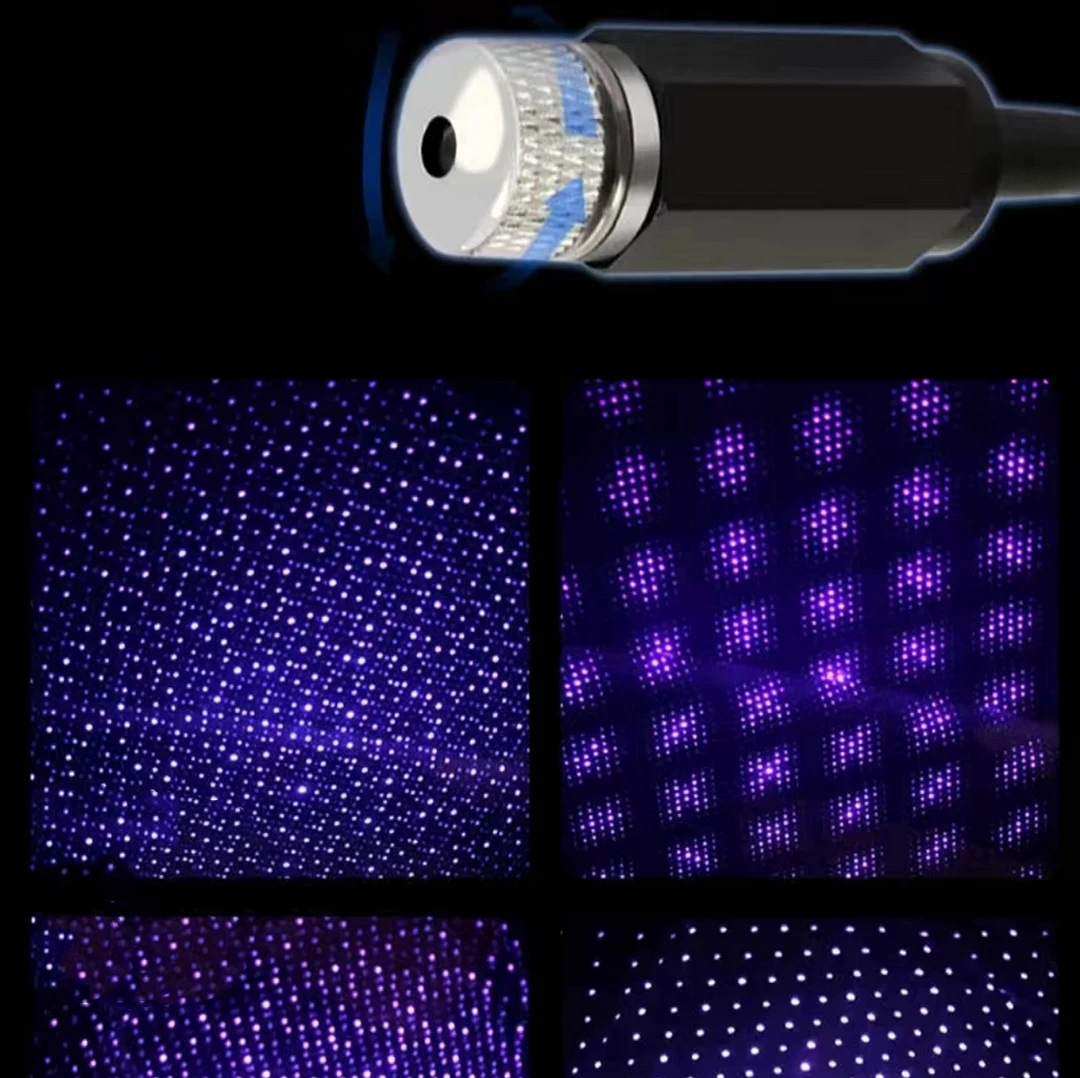 Automobilių Žvaigždžių Šviesos Star Lazeriu Atmosferą Aplinkos Projektorius LED Žibintai Interjero USB Stogo Dangų Naktį Apdailos Lempa Auto priedai 3