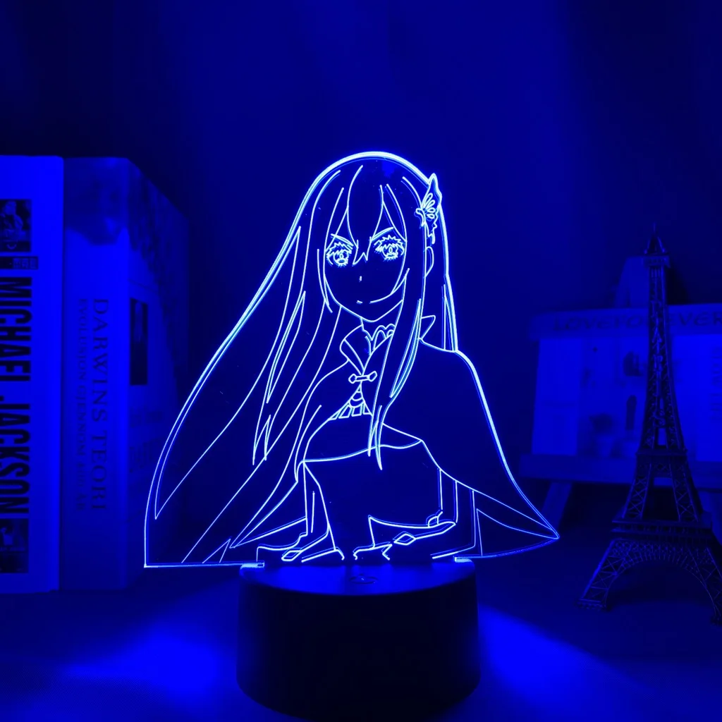 Anime 3d Lempos Re Nulio Pradeda Gyvenimą Į Kitą Pasaulį, LED Nakties Šviesa už Kambario Dekoro naktinė lempa Dovana Echidna Vėl Nulis 3d Šviesos 4