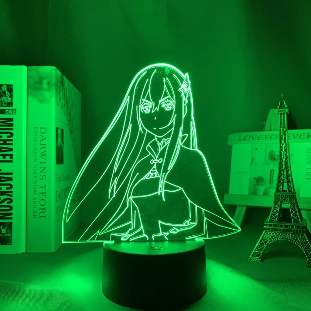 Anime 3d Lempos Re Nulio Pradeda Gyvenimą Į Kitą Pasaulį, LED Nakties Šviesa už Kambario Dekoro naktinė lempa Dovana Echidna Vėl Nulis 3d Šviesos 5