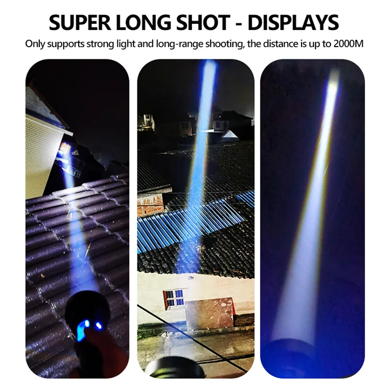 2000M Super Ilgas Atstumas LED Žibintuvėlis su Dideliais Išgaubto Objektyvo Vandeniui Aliuminio Lydinio Nešiojamų Prožektoriai Stovyklos, Žygiai 0