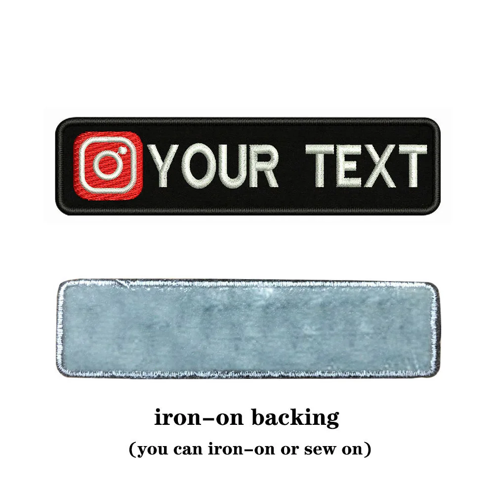 Instagram Logotipą, 10X2.5cm Siuvinėjimo Užsakymą Pavadinimas Tekstas Pleistro Juostelės ženklelis Geležies Arba Velcro Pagrindo Lopai Drabužių, Kuprinės 0